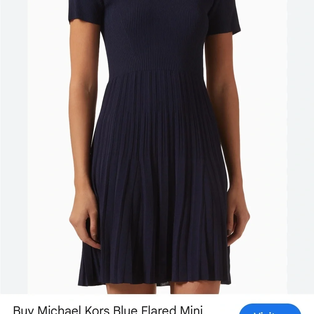 Excellent Condition Michael Kors Dark Blue Ribbed Midi Dress Size XS